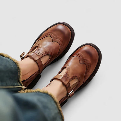 Emiliana | Chaussures T-strap en cuir classiques pour femmes
