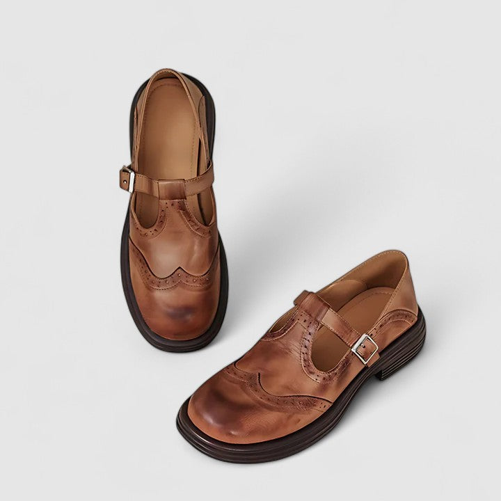 Emiliana | Chaussures T-strap en cuir classiques pour femmes