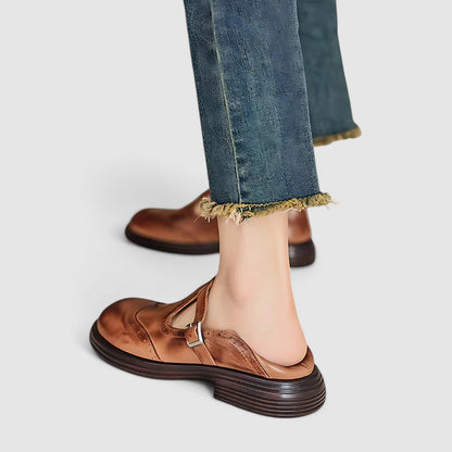 Emiliana | Chaussures T-strap en cuir classiques pour femmes