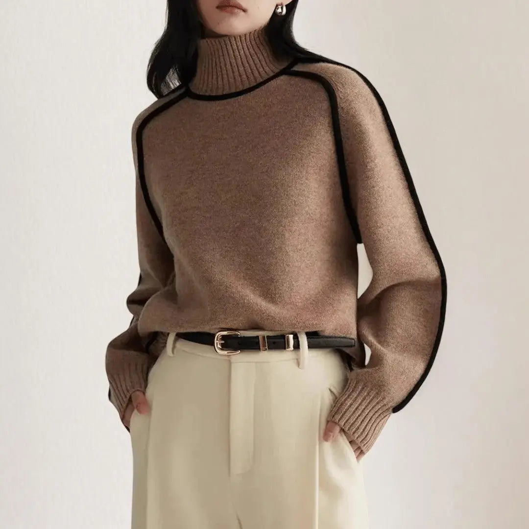Gena | Pull col roulé en tricot premium pour femme