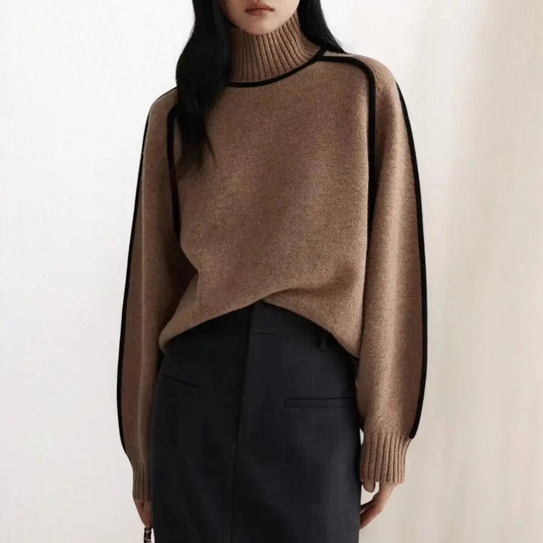 Gena | Pull col roulé en tricot premium pour femme