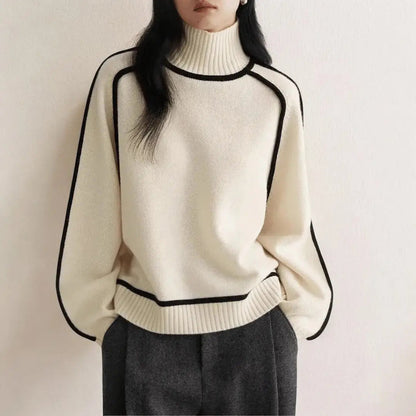 Gena | Pull col roulé en tricot premium pour femme