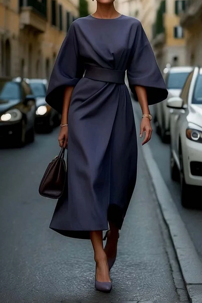 Grace | Robe élégante à manches lanternes ceinturée pour femmes