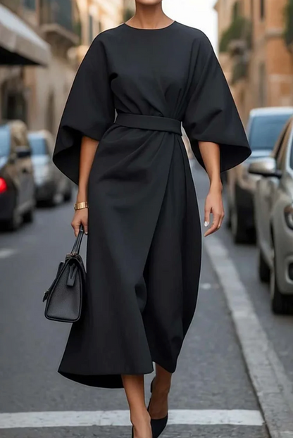 Grace | Robe élégante à manches lanternes ceinturée pour femmes