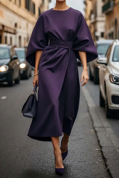 Grace | Robe élégante à manches lanternes ceinturée pour femmes