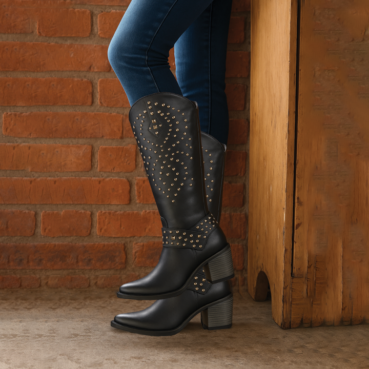 Ornella | Bottes à genoux inspirées de l'ouest pour femmes
