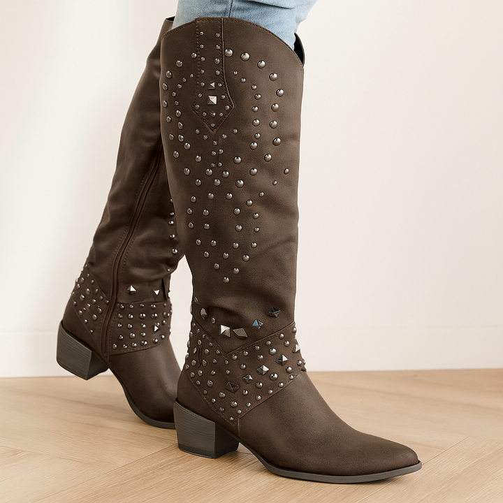 Ornella | Bottes à genoux inspirées de l'ouest pour femmes