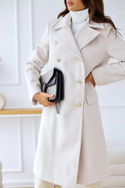 Hunder | Women’s Double-Breasted Wool Coat – Stylish & Comfortable