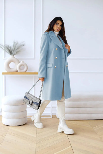 Hunder | Women’s Double-Breasted Wool Coat – Stylish & Comfortable