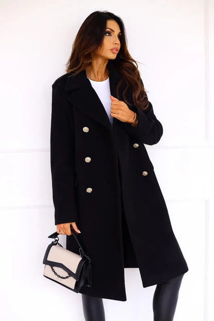 Hunder | Women’s Double-Breasted Wool Coat – Stylish & Comfortable
