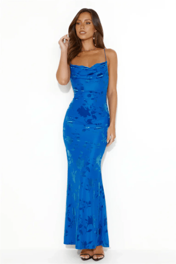 Isolde | Floral Strap Maxi Dress in Royal Blue3