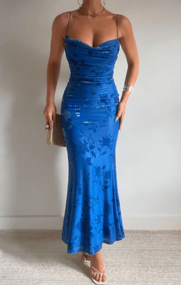 Isolde | Floral Strap Maxi Dress in Royal Blue6