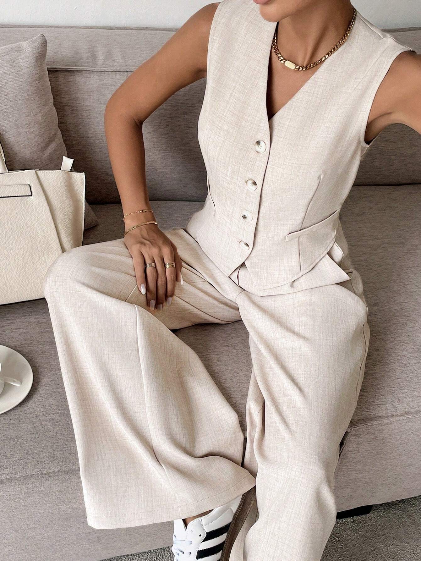 Jamaicah | Women’s Sleeveless Vest & Wide-Leg Pants Set