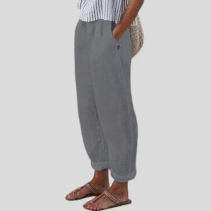 Jemaima | Pantalons en lin-coton doux avec poches latérales pour femmes