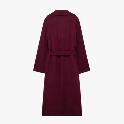 Jhoana | Manteau trench bordeaux élégant avec ceinture pour femmes