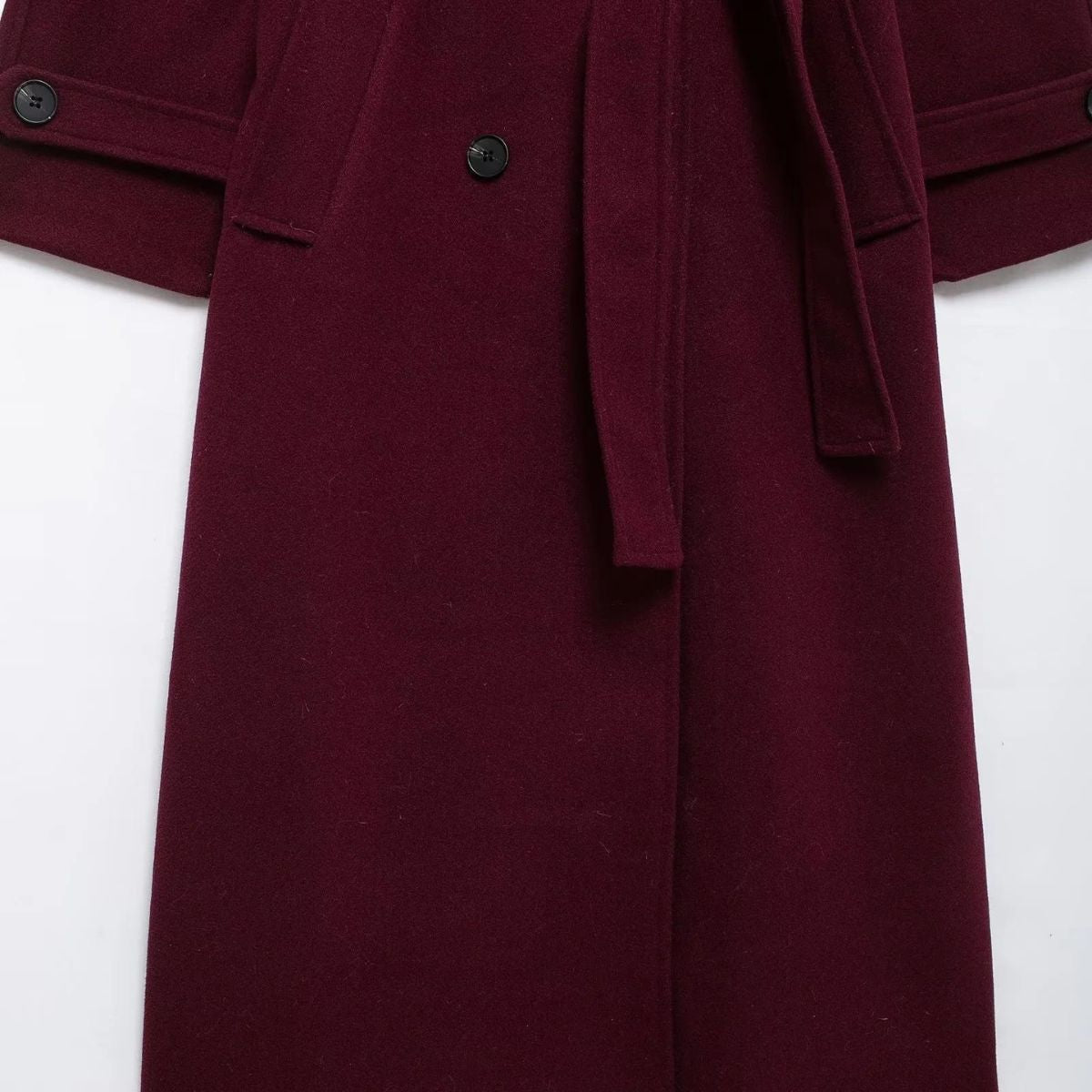 Jhoana | Manteau trench bordeaux élégant avec ceinture pour femmes