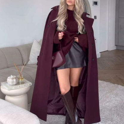 Jhoana | Manteau trench bordeaux élégant avec ceinture pour femmes
