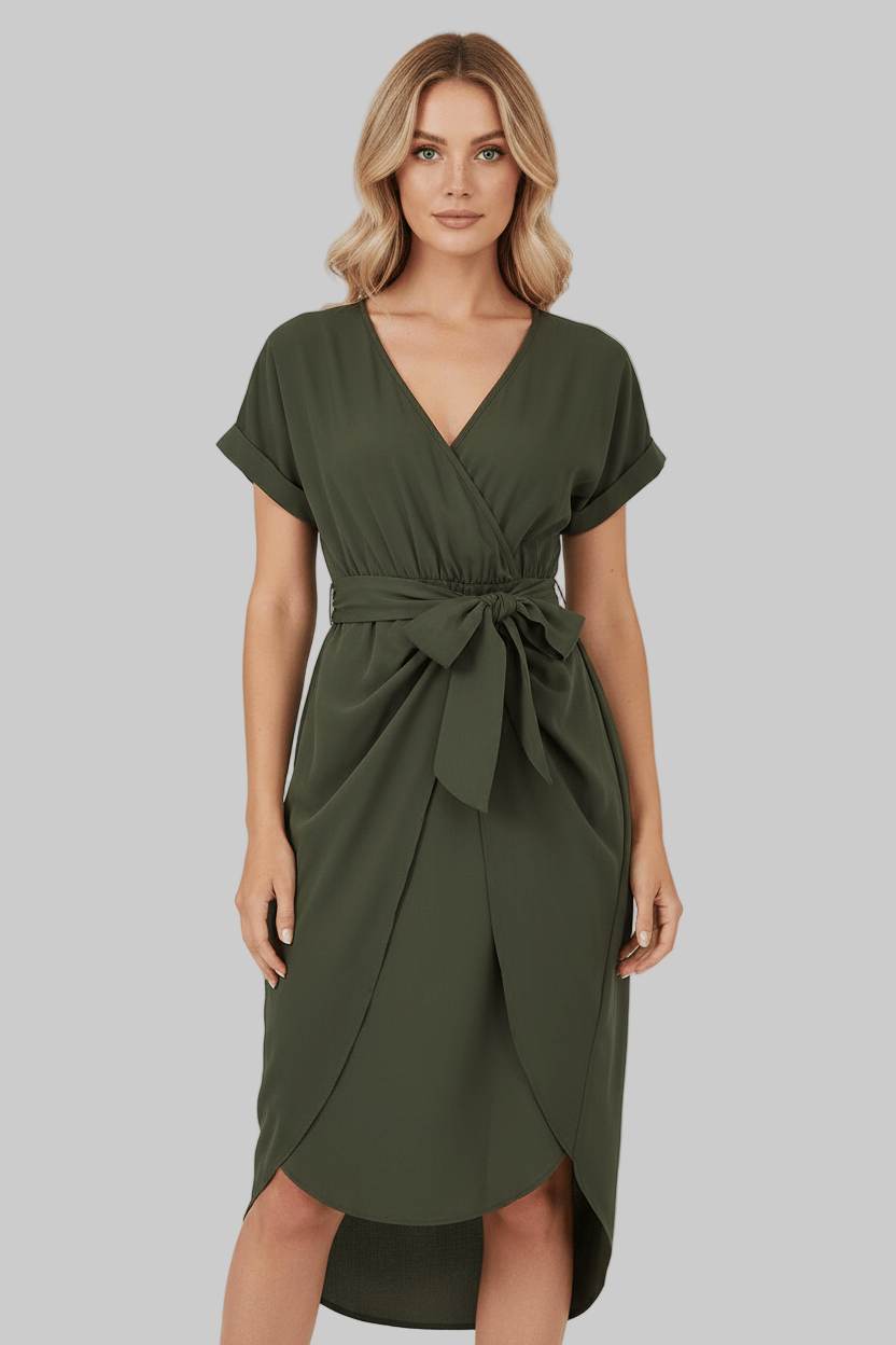 Jolena | Elegant Wrap Midi Dress2