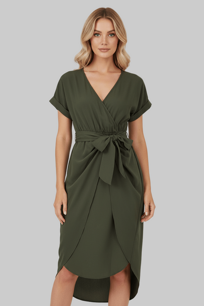 Jolena | Elegant Wrap Midi Dress2