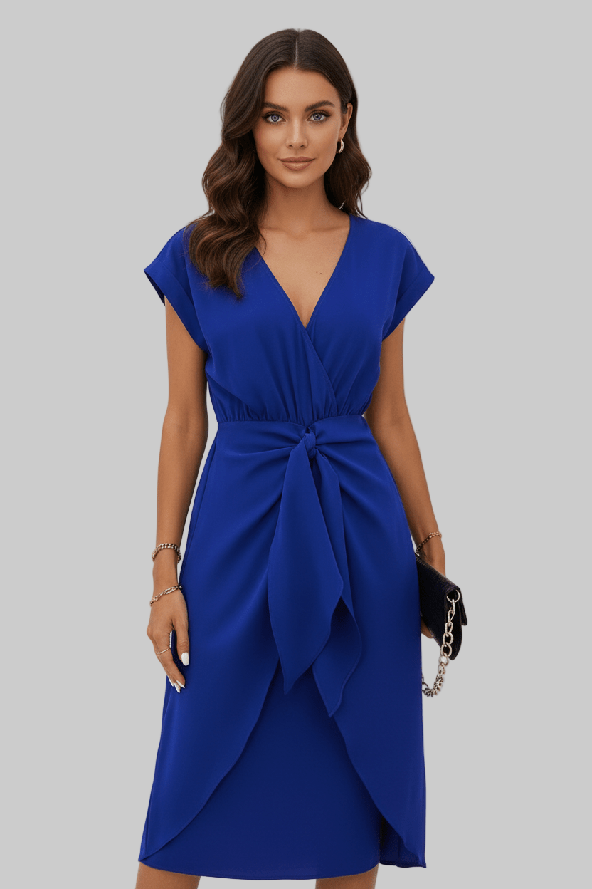 Jolena | Elegant Wrap Midi Dress3