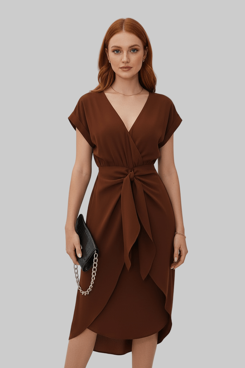 Jolena | Elegant Wrap Midi Dress4