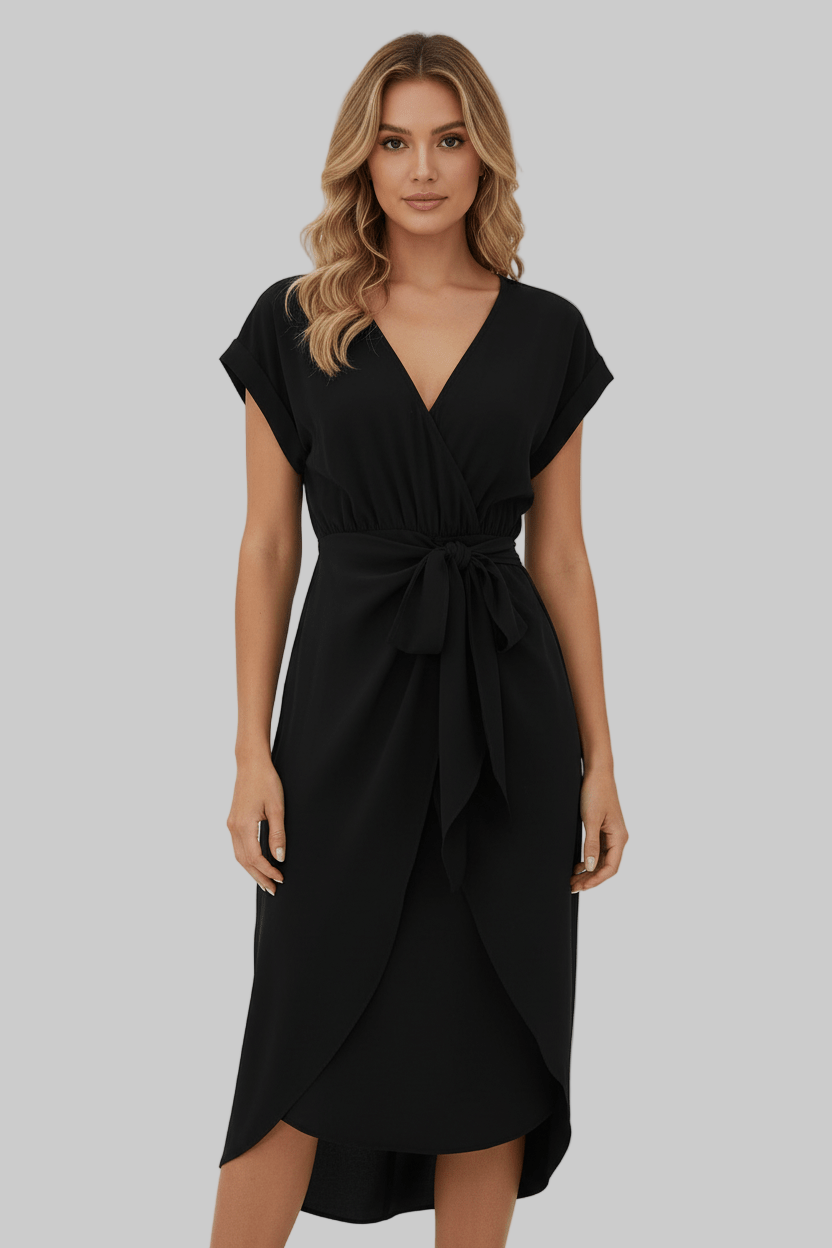 Jolena | Elegant Wrap Midi Dress5