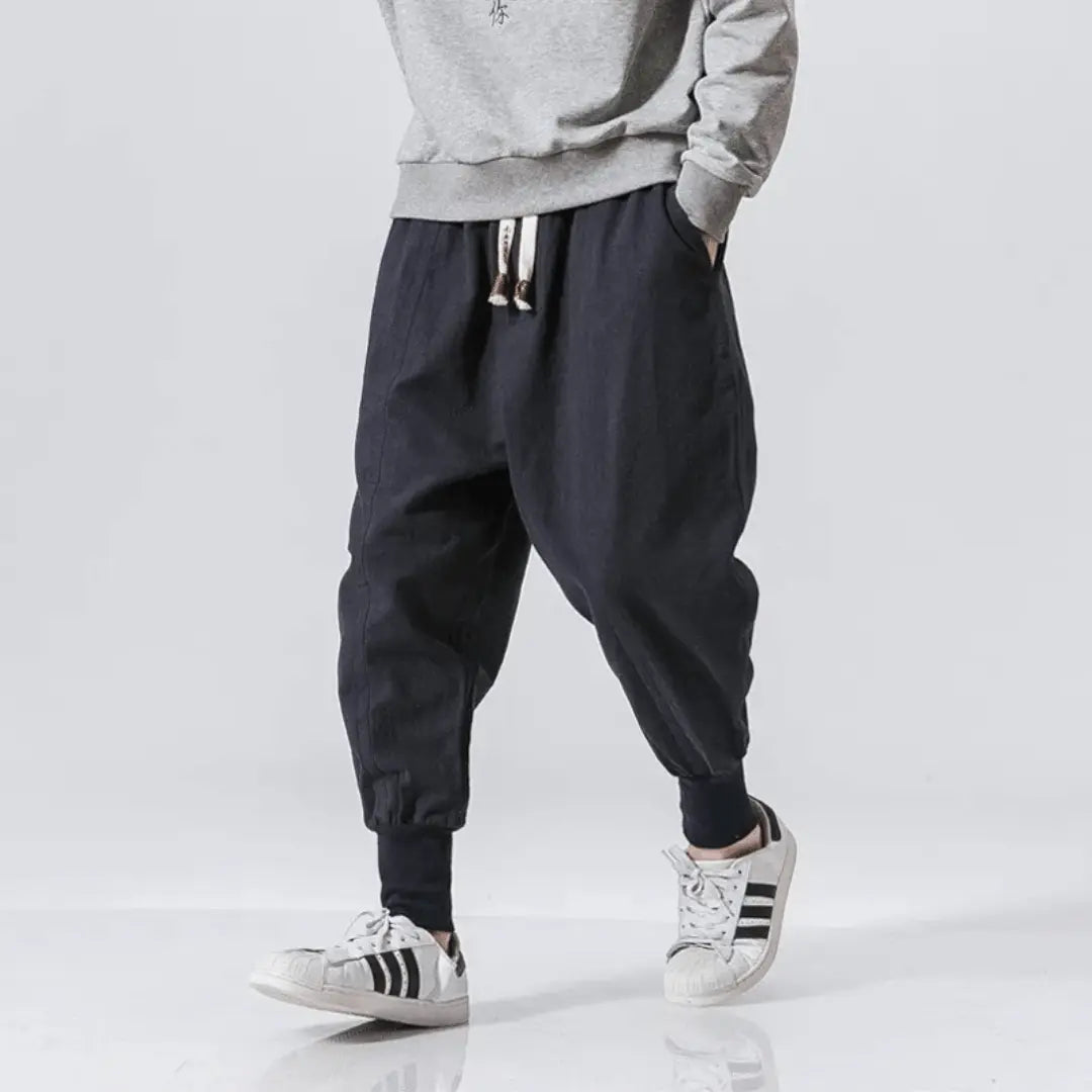 Kenji | Pantalons en mélange de coton premium à entrejambe bas pour homme