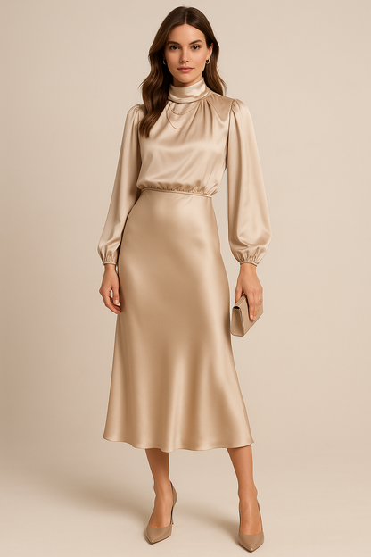 Kriz | Women’s High Waist Midi Dress