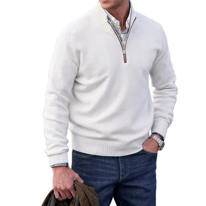 Lorence | Pull en mélange de cachemire à zip quart pour hommes