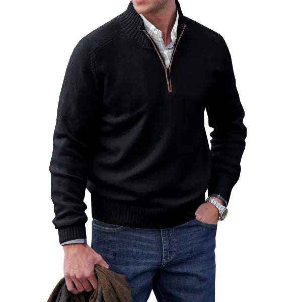 Lorence | Pull en mélange de cachemire à zip quart pour hommes