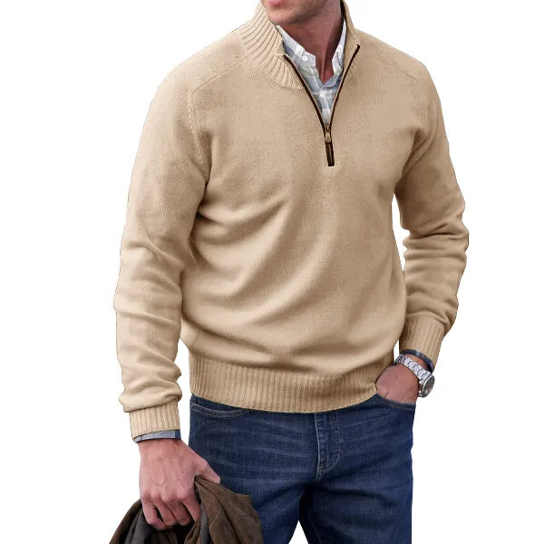 Lorence | Pull en mélange de cachemire à zip quart pour hommes