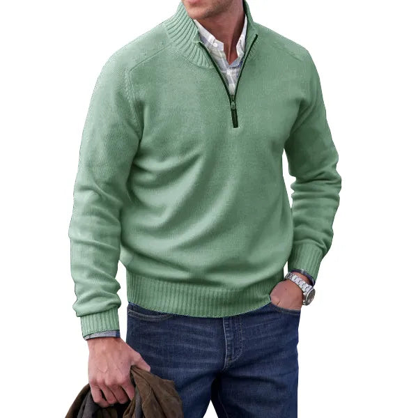 Lorence | Pull en mélange de cachemire à zip quart pour hommes