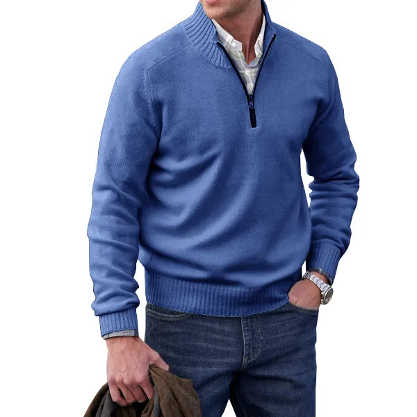 Lorence | Pull en mélange de cachemire à zip quart pour hommes
