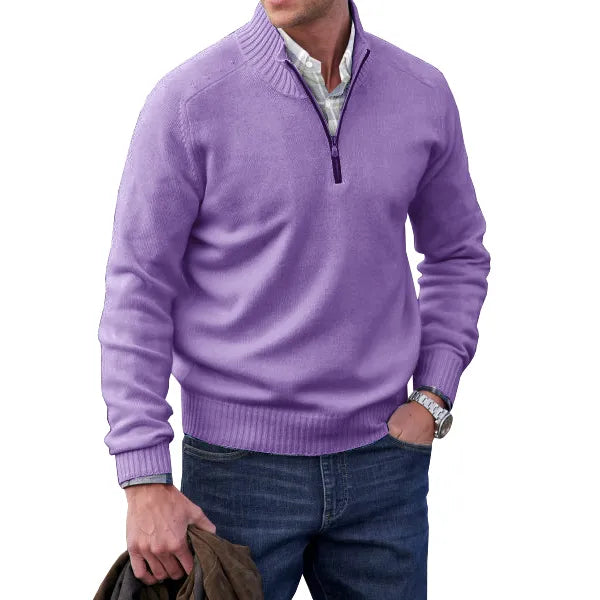 Lorence | Pull en mélange de cachemire à zip quart pour hommes