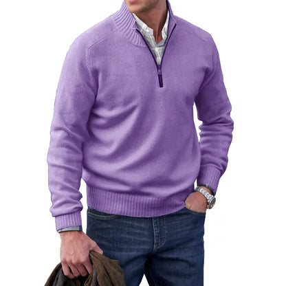 Lorence | Pull en mélange de cachemire à zip quart pour hommes
