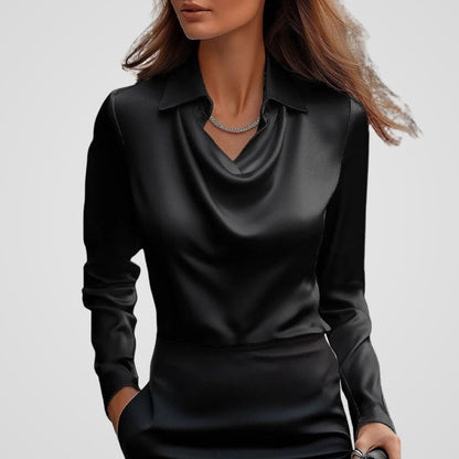 Malvina | Blouse en satin à col drapé pour femme