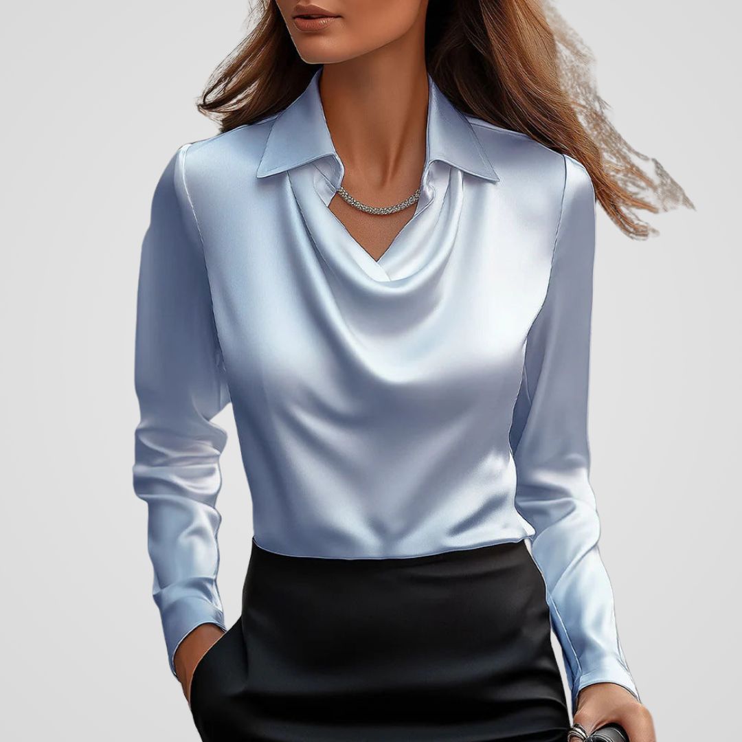 Malvina | Blouse en satin à col drapé pour femme