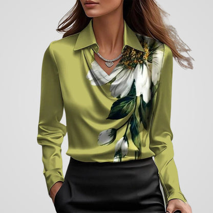 Malvina | Blouse en satin à col drapé pour femme