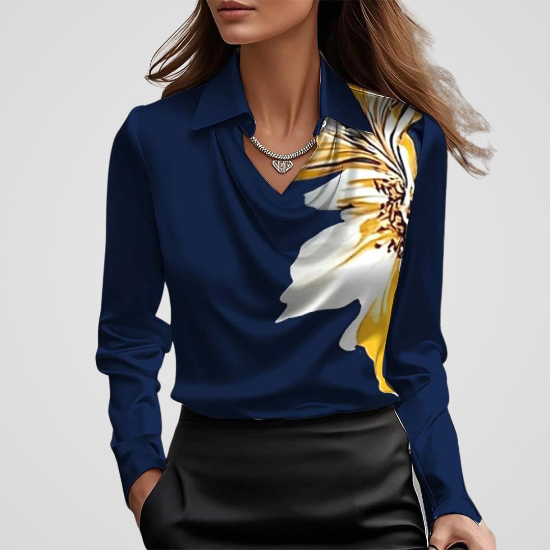 Malvina | Blouse en satin à col drapé pour femme