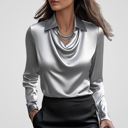 Malvina | Blouse en satin à col drapé pour femme