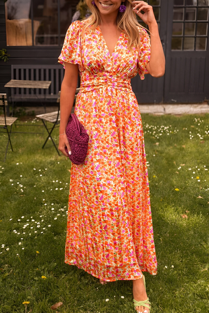 Marinilla | Robe maxi florale avec col en V pour femmes
