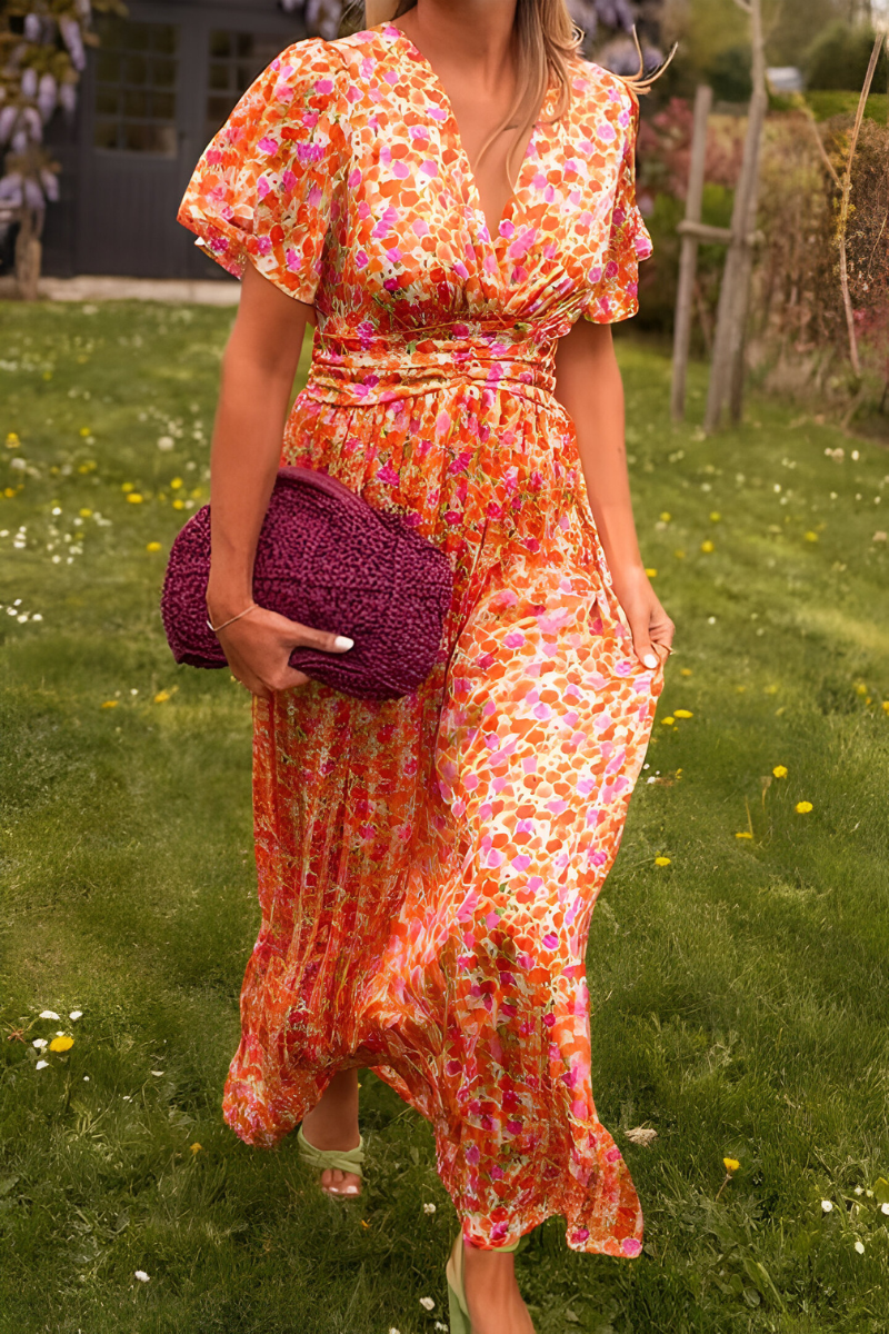Marinilla | Robe maxi florale avec col en V pour femmes