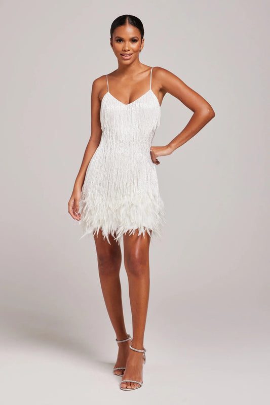 Marj | Women’s Cocktail Dress with Fringe Feathers