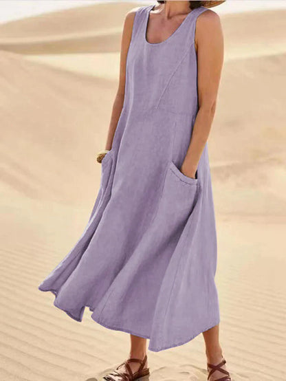 Melody | Women’s 100% Linen A-Line Pinafore Dress