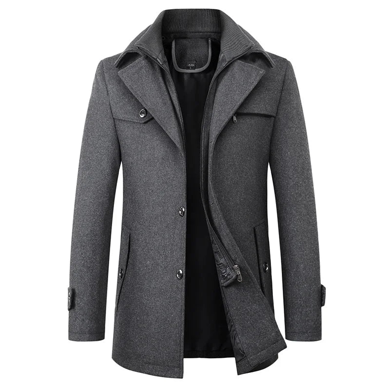 Mikael | Men’s Elegant Winter Long Button Overcoat