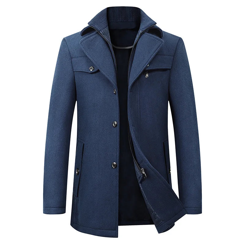 Mikael | Men’s Elegant Winter Long Button Overcoat