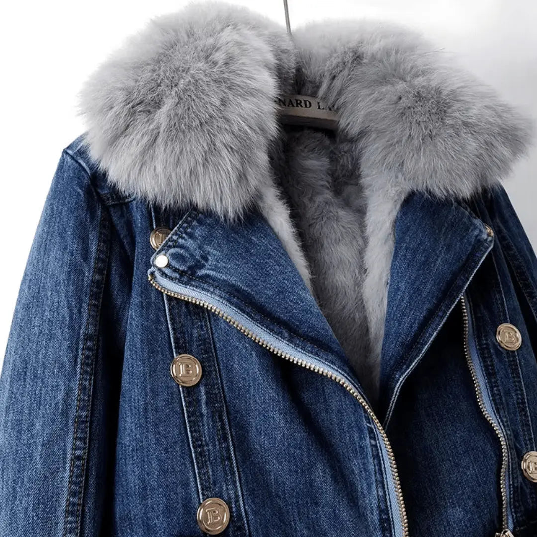 Mona | Veste en denim et fourrure élégante pour femmes