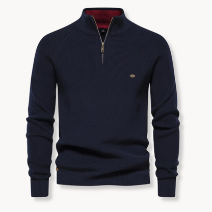 Nate | Pull en coton mélangé à demi-zip classique pour hommes