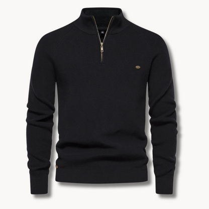 Nate | Pull en coton mélangé à demi-zip classique pour hommes