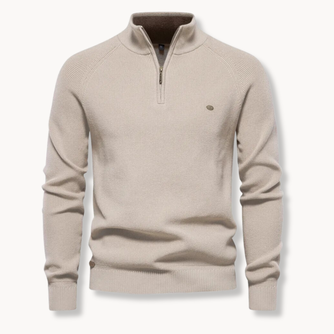 Nate | Pull en coton mélangé à demi-zip classique pour hommes